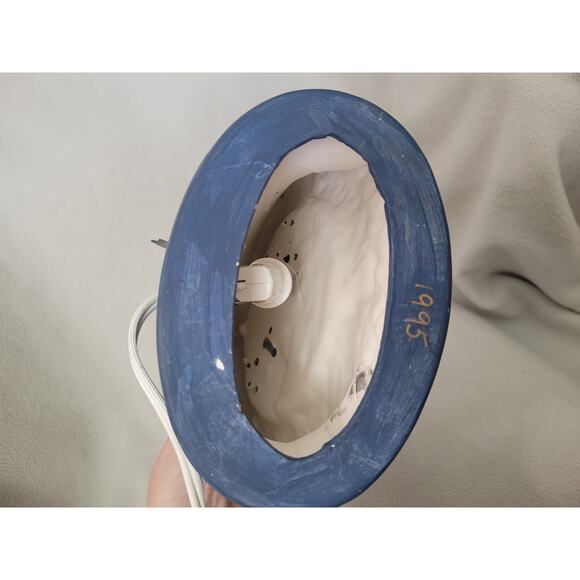 Vintage 90's Lighted Ceramic Lamp Church Snow Scene Wreath Mold - Picture 9 of 14